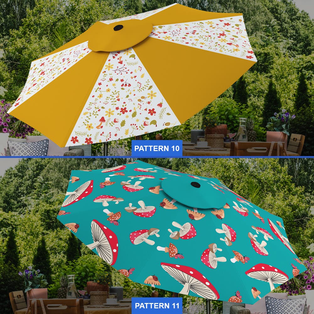 customizable patio umbrellas Weatherproof Custom Patio Umbrella Sun Shade | Push Button Tilt, Hand Crank Lift | 270 GSM, Octagon Design, Umbrella Print