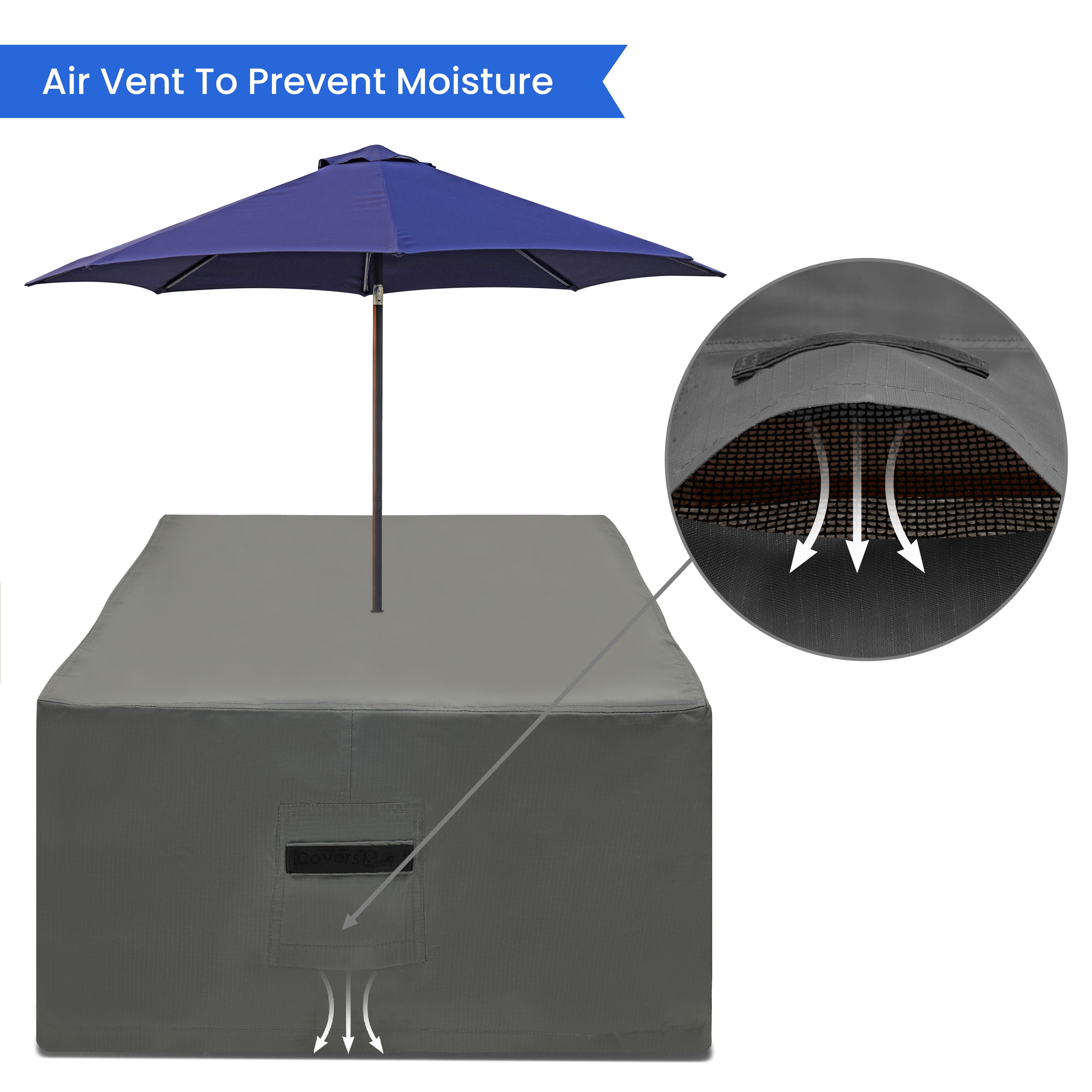 hauzz patio furniture rectangular table covers with umbrella hole Classic Accessories Veranda Square & Chair Set Cover The height of your cover has not been designed to completely cover legs or wheels. Custom Square/Rectangle Table Chair Set