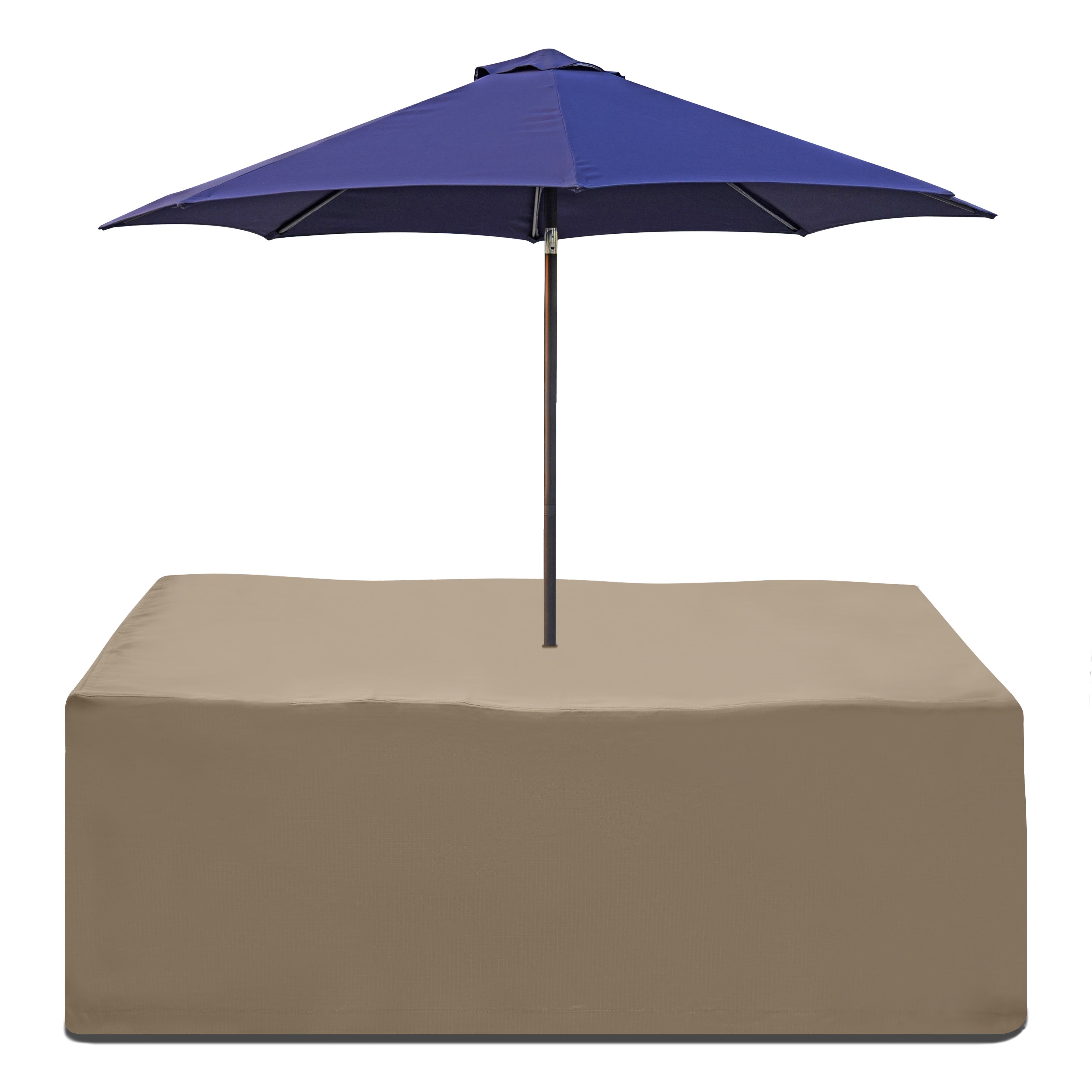 hauzz patio furniture rectangular table covers with umbrella whole & all Rectangle & Chair Set Cover, Hole, 12 Oz Waterproof UV & Weather Resistant, Lawn Garden Backyard Furniture, Air Vents & Drawstrings (108"L x 82"W and intense sunlight Patio Table Cover with Umbrella
