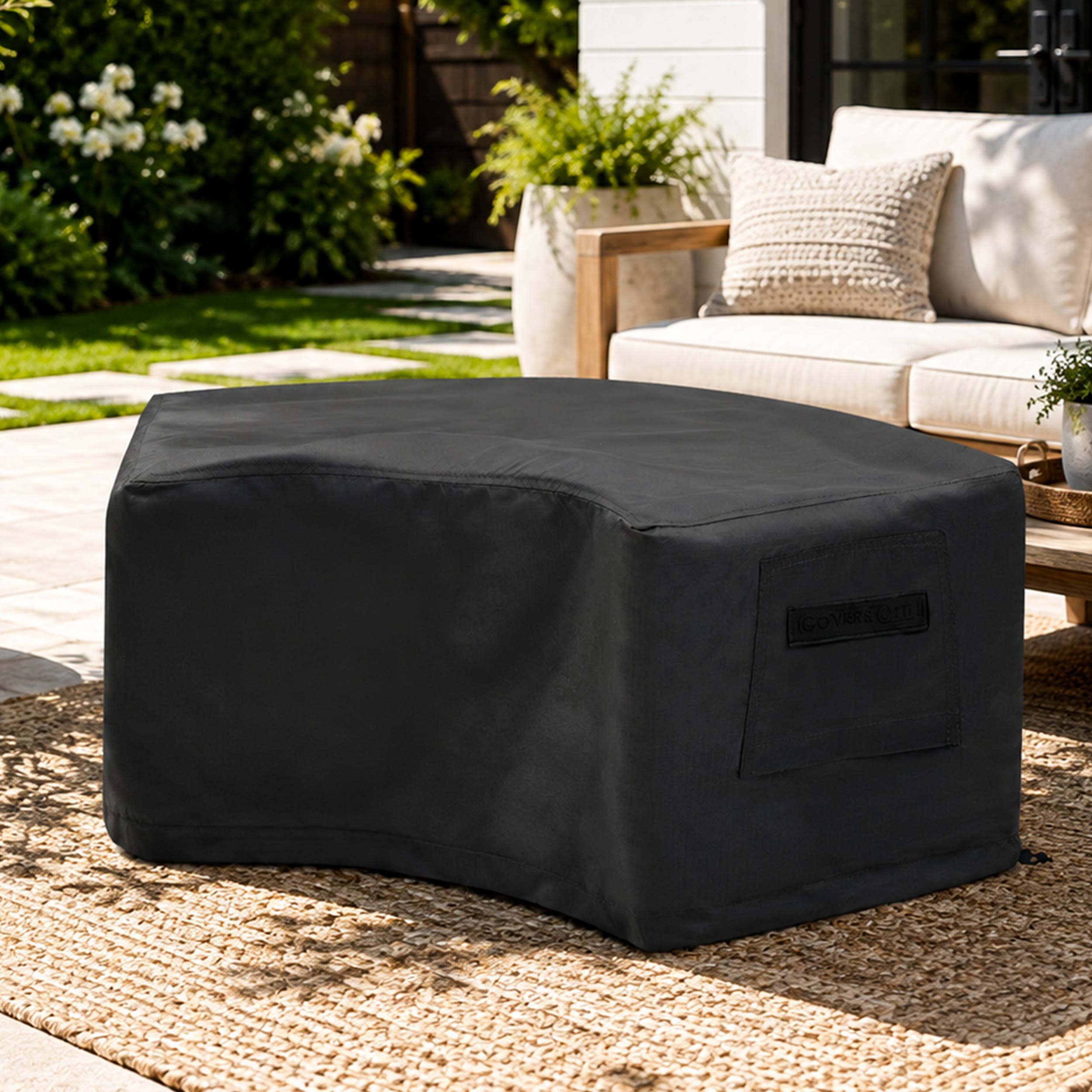 Custom Curved Ottoman Covers