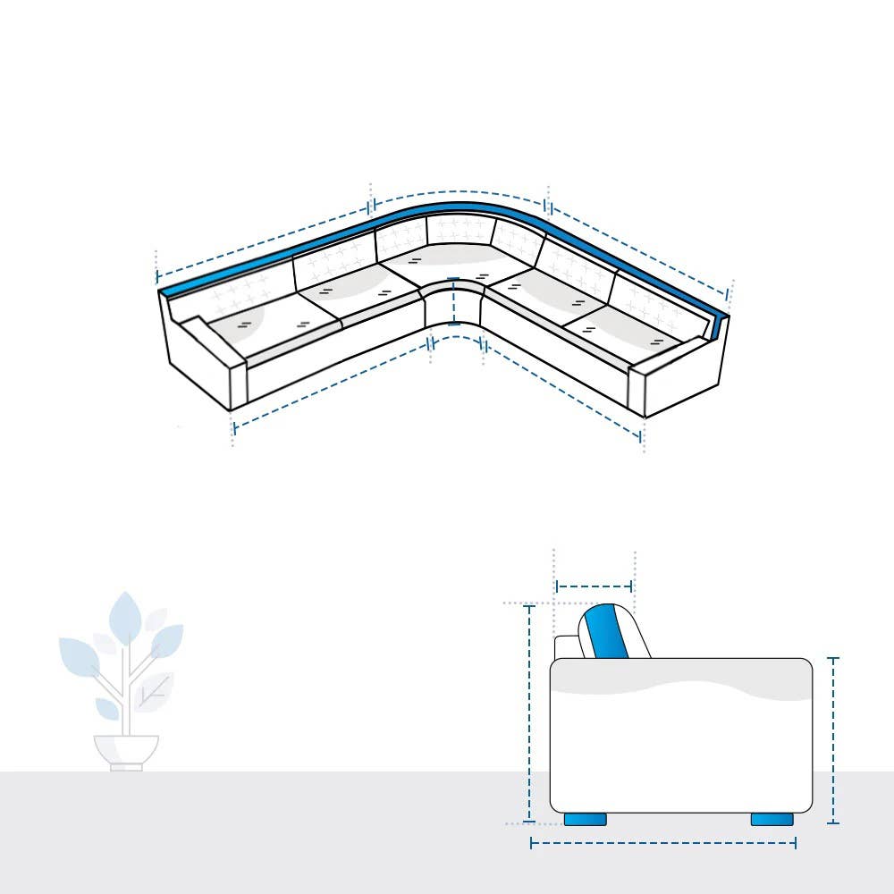 Outdoor L Shaped Curved Couch Cover