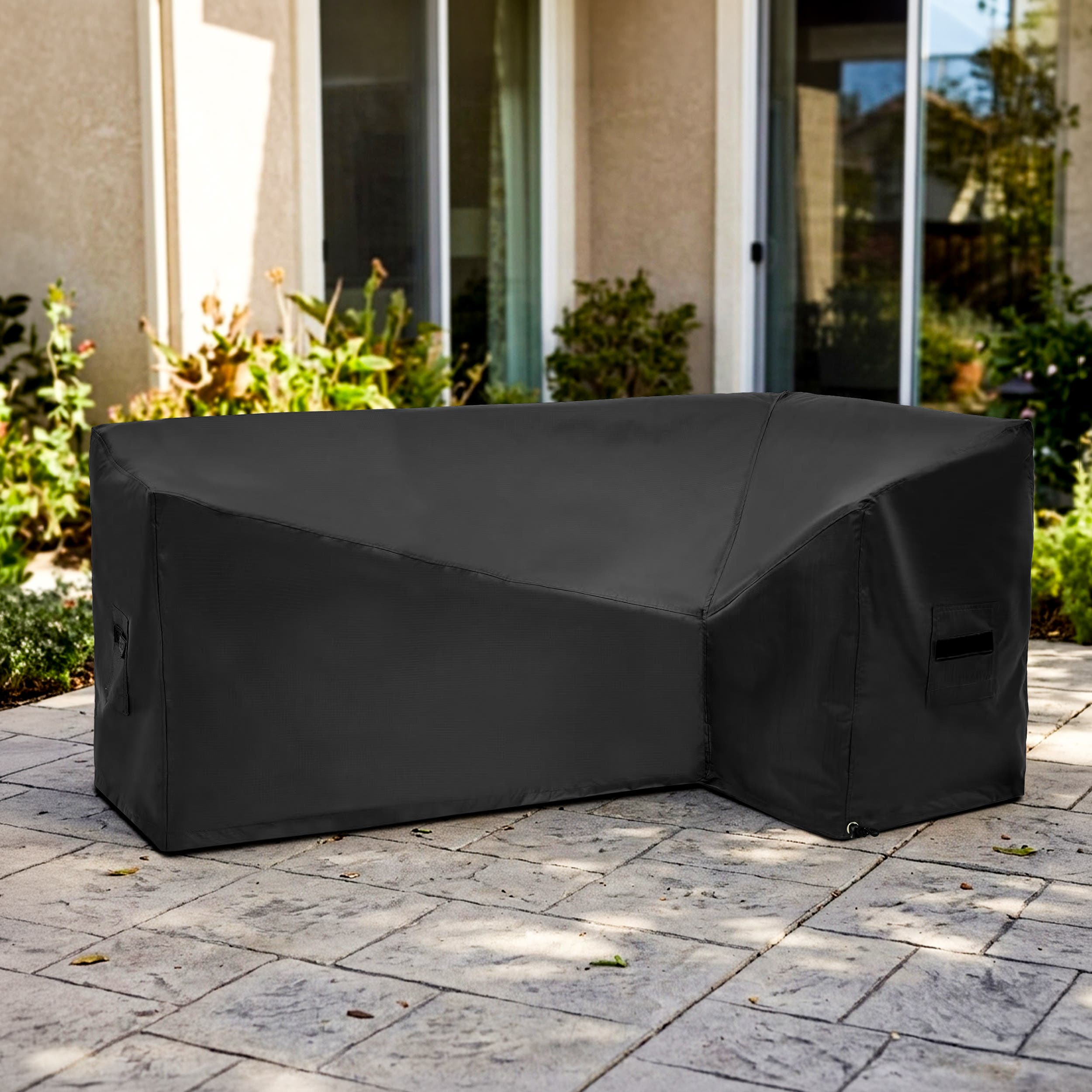 Outdoor L Shaped Couch Cover 5 Seater - Rounded Arms