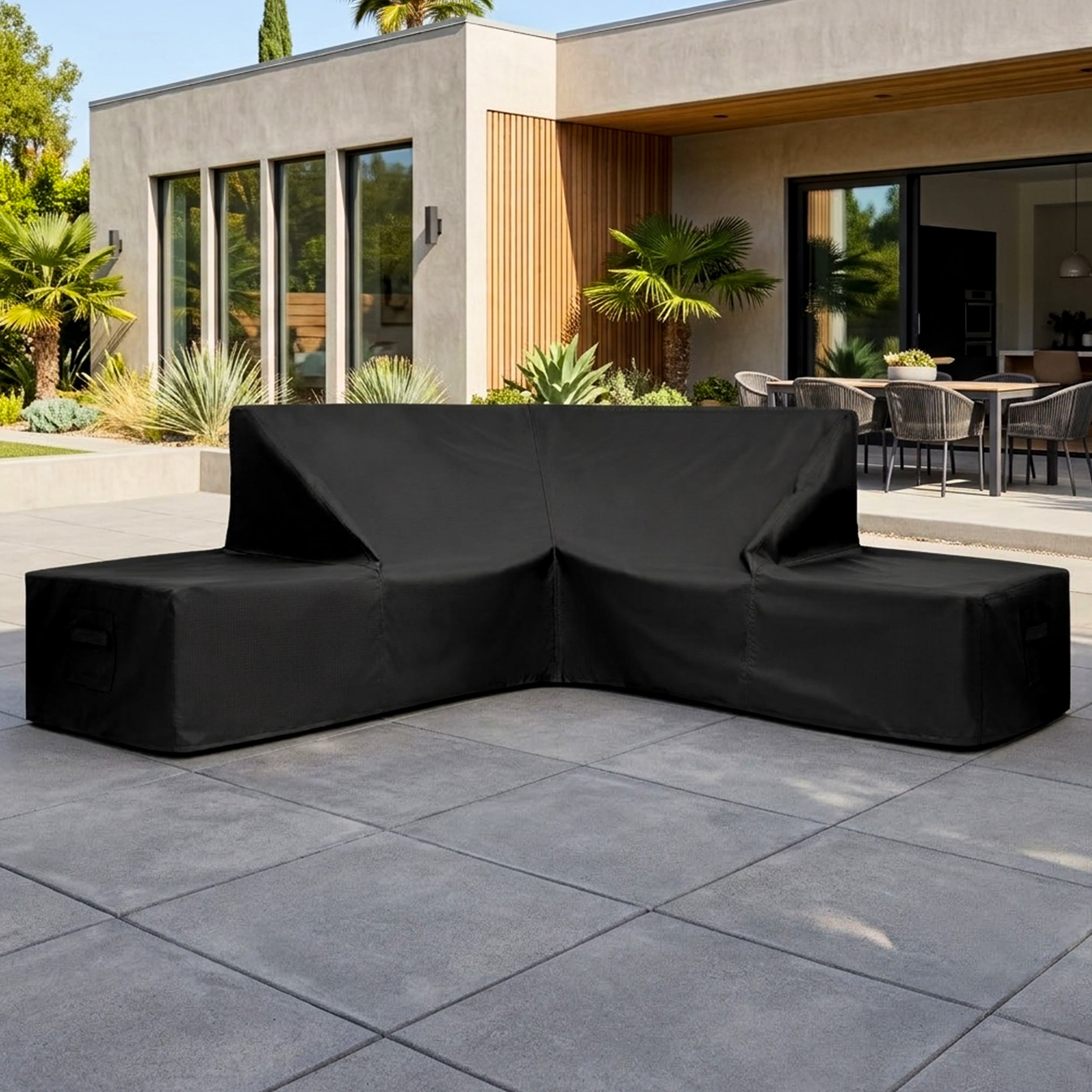 Outdoor L Shaped Couch Cover with Double Chaise
