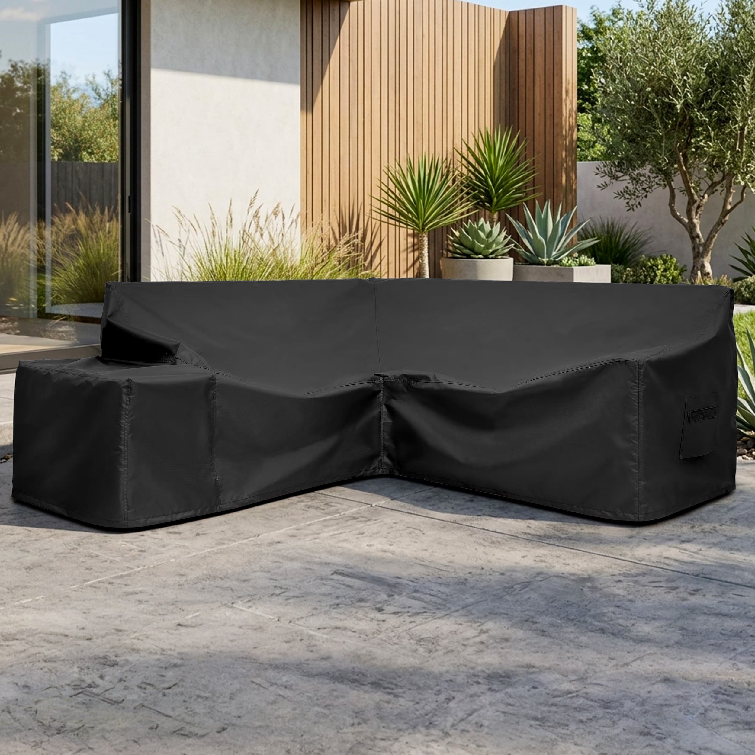 Outdoor L Shaped Couch Cover with Side Table