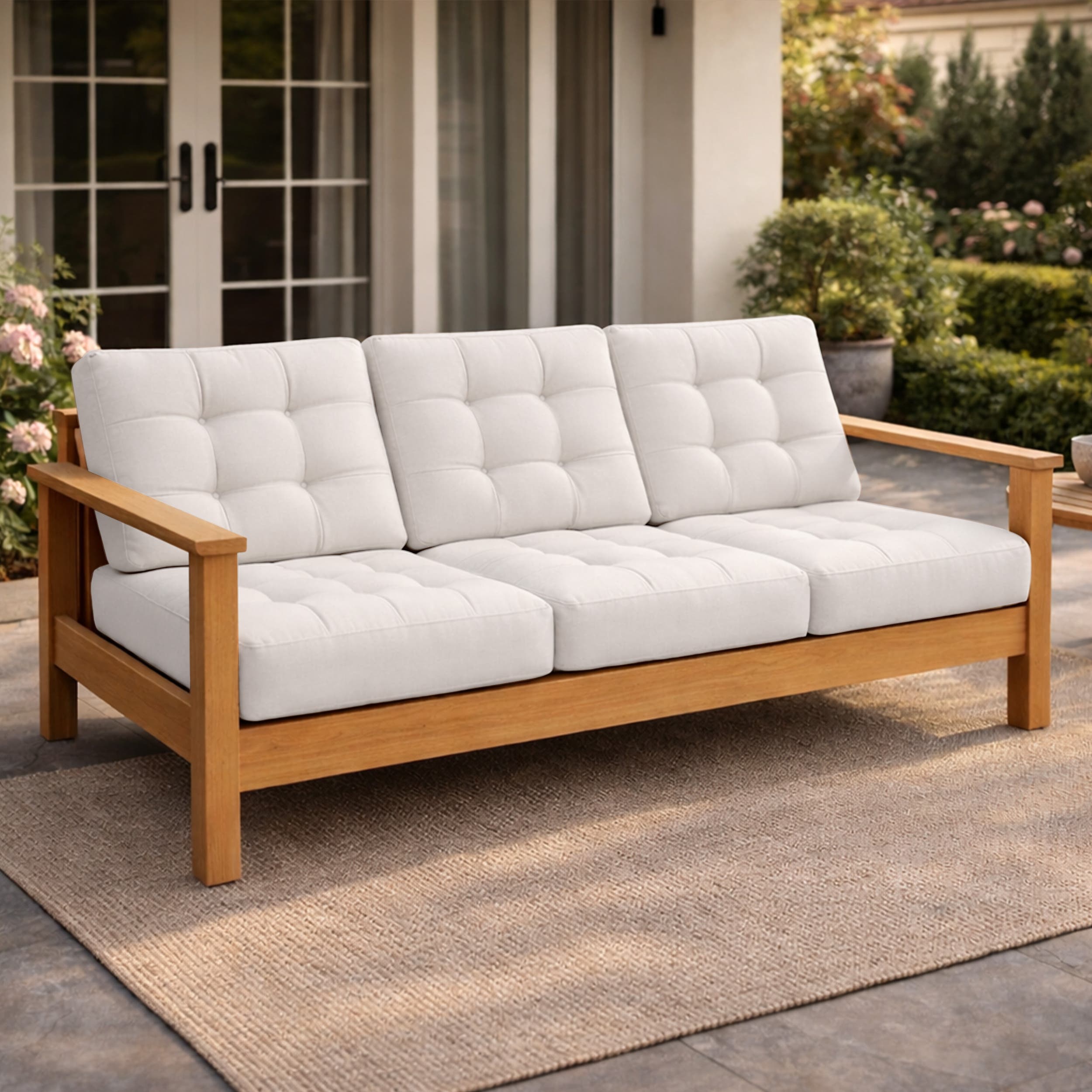 Garden Sofa Seat & Back Tufted Cushion | Custom Size | Waterproof & Stain Resistant | Belenos | Patio/Outdoor Furniture Covers