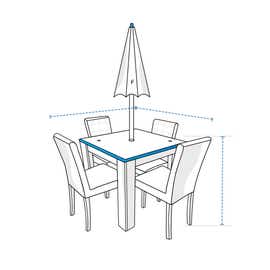 product photo of Custom Square/Rectangle Table Chair Set Covers w/ UMBRELLA HOLE